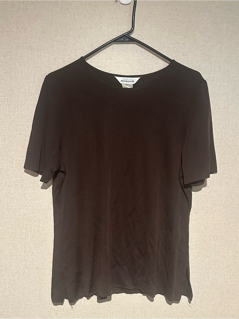 Misook XL Vintage Brown Crewneck Short-Sleeve Blouse